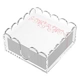 YAGELI Acrylic Napkin Holder for Cocktails – Clear Scalloped Tray and Dispenser for Kitchen, Dining, Bar – Organizes Flat Paper Towels & Disposable Napkins for Weddings, Home, Hotel (5.4x5.2in)