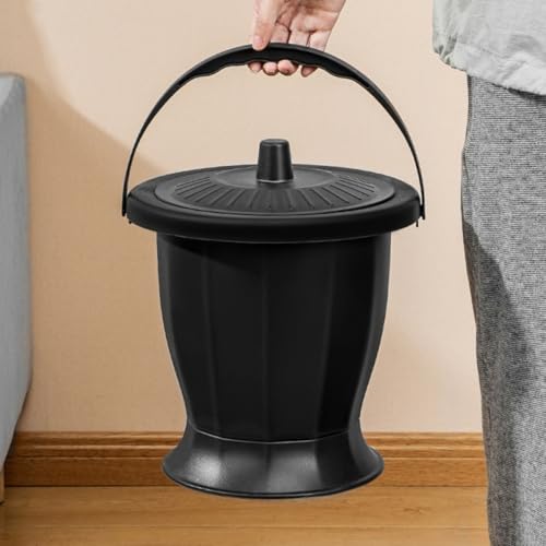 Pot de chambre portable noir en PP léger avec couvercle - 5