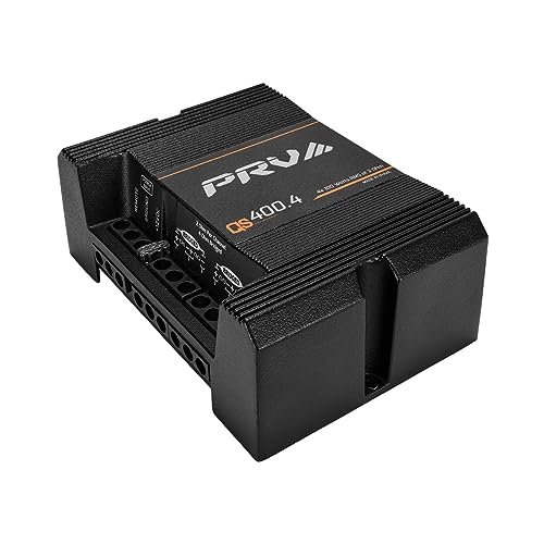 PRV Audio QS400.4 2 Ohm Mini Compact 4 Channel Car Audio Amplifier 4 x 100 Watts RMS at 2 Ohm - 400 Watt Amp Stereo 12 Volts Amp Class D Full Range Bridgeable