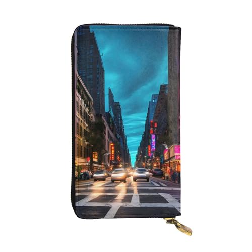 Portefeuille cuir imprimé New York femme grand format avec porte-cartes et compartiment