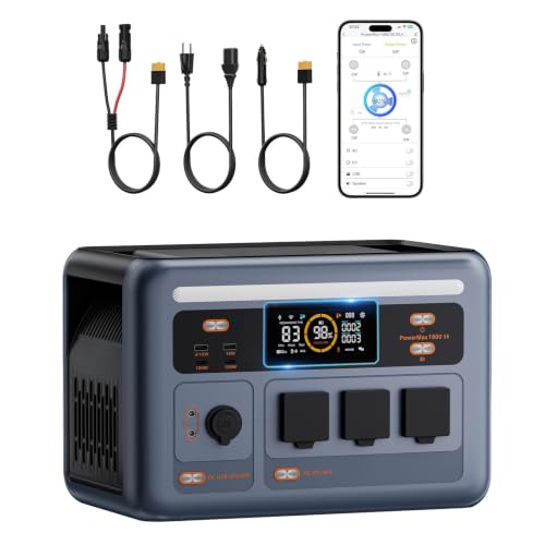 Image of 1800W Solar Generator PowerMax 1800SE Portable Power Station, 1024Wh LiFePO4 Battery Generator with 3 AC Outlets (3600W Surge), 800W AC Charging, WI-FI /Bluetooth APP Control (PM1800SE)