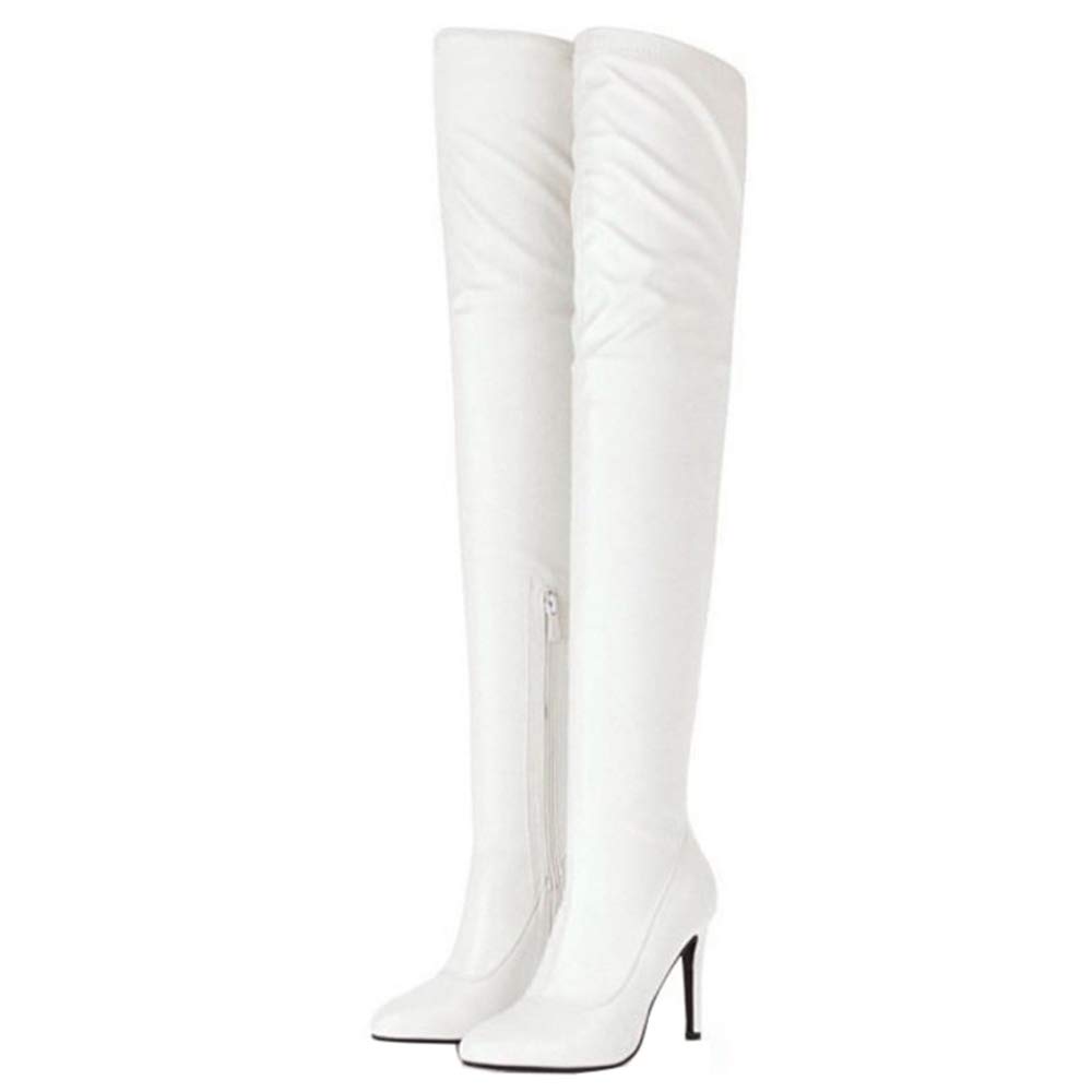 Onewus Sexy pour Femme Bout Pointu sur les Bottes au Genou avec Talons Aiguilles