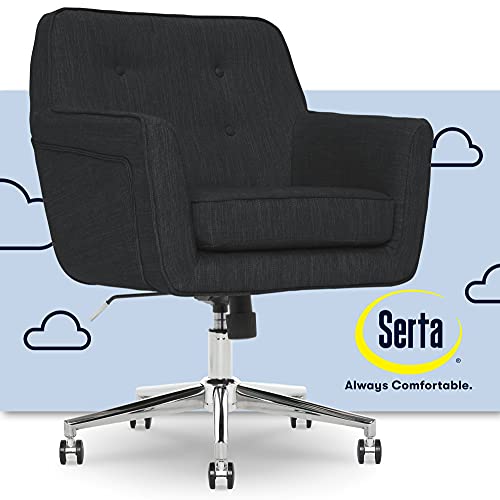 Serta Ashland Ergonomic Home Office Chair with Memory Foam Cushioning Chrome-Finished Stainless Steel Base, 360-Degree Mobility, Charcoal