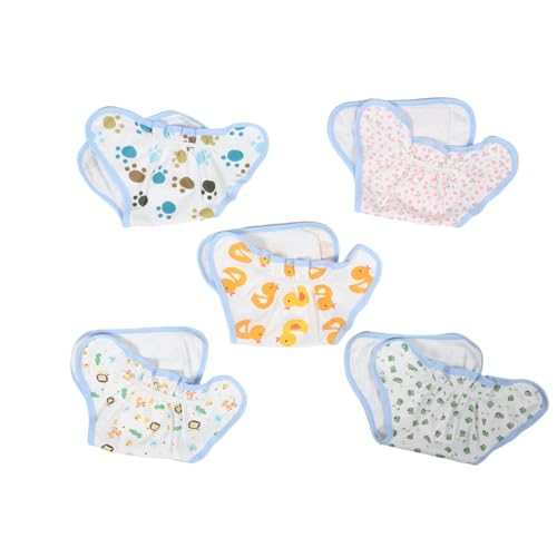 Gatuida 5 Pañales de Tela de Algodón para Ñiño Recién Nacido y Pequeños, Reutilizables, Lavables, Estampados Divertidos (patrones de Pato, Rana, León, Cocodrilo y Huellas)