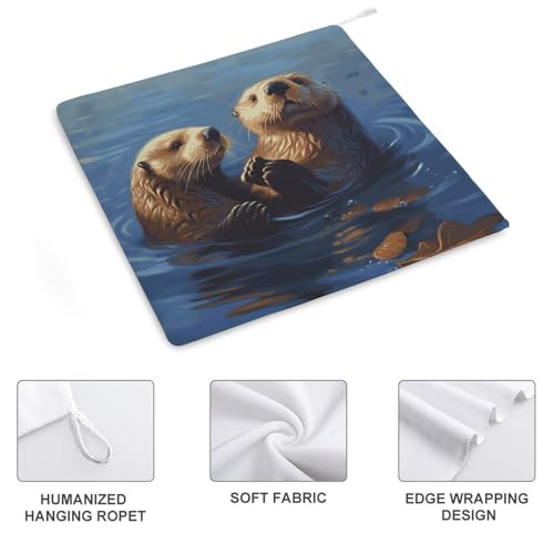 Serviette à main en microfibre douce avec motif loutres de mer