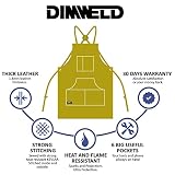 DIMWELD Męski fartuch spawalniczy premium skórzany ochraniacz termiczny kowal ognioodporny fartuch spawalniczy z 6 kieszeniami na narzędzia, Żółty, rozmiar uniwersalny