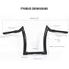 1 1/4 Black Ape Hanger Handlebar Compatible for Harley 883 1200 Sportster XL Softail FLST FXST Dyna, Road King 1994-2023, Road Glide 1998-2013 Motorcycle 12 inch Rise