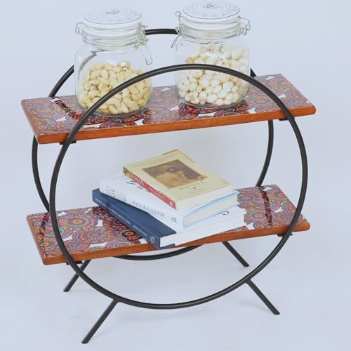 Image of Premium Circular Wooden Kitchen Organizer /Countertop Kitchen Storage Rack /Spice Rack /Shelf /Wooden Organizer /Living Room Organizer,Big(40.6 L x 37 W x 17.5 H Cm)