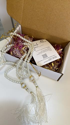 Image of Pearl Prayer Beads Tasbih, 100 Beads, White /Off White with Tassel, Pack of 5, Islamic Religious Gift