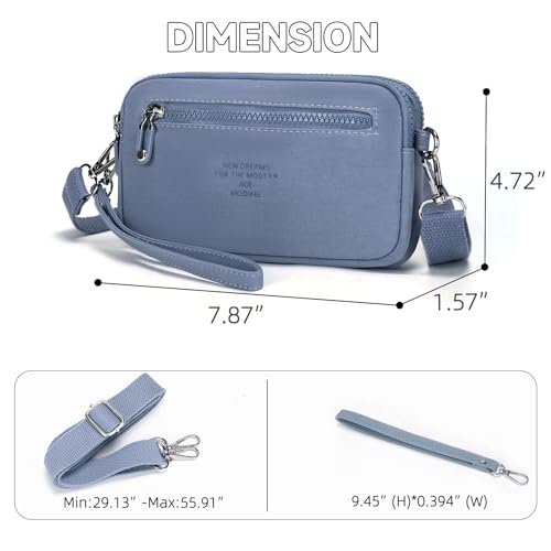 Image of JANKS Small Crossbody Bags for Women Wristlet Wallets Nylon Shoulder Bag with 4 Zipper Carry All Purse Credit Card Holder