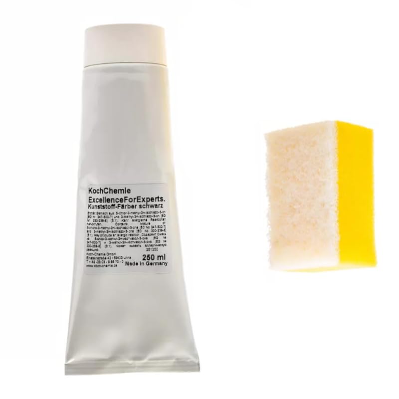 ChimpTools - Koch Chemie Kunststoff Färber schwarz - Kunststoff Schwarz Gummifärber, Gummi Schwarz - Gummipflege Kunststoffpflege 250ml inkl. Applikator für Auto & Haushalt