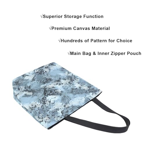 Extra Large Shoulder Tote Bag for Travel Beach Weekender Gym Blue Snake Skin Pattern Reusable Grocery Canvas Shopping Bag4
