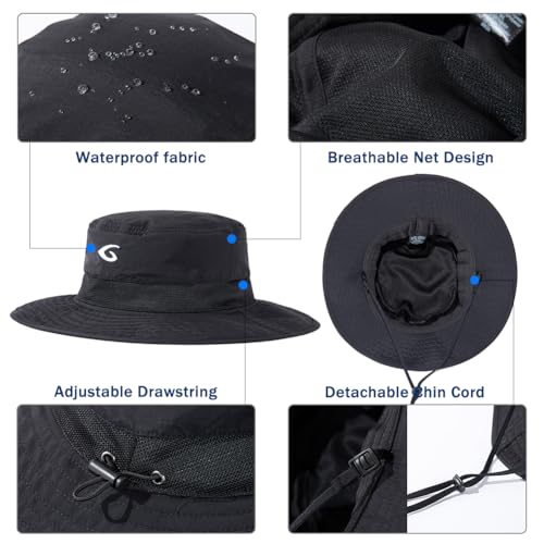 Image of Oversized XL XXL Waterproof Sun Hat for Big Heads Mesh Bucket Hat Wide Brim Adjustable Packable Hiking Beach Fishing