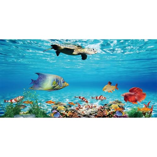 MIRRORANG 76x30cm Underwater World Aquarium Background Blue Sea Water Turtle Background Undersea Theme Fish Tank Poster