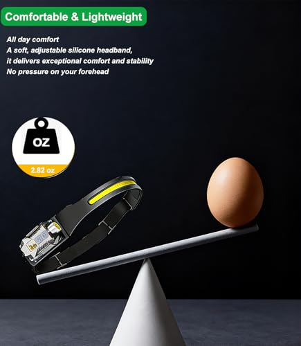 Linterna frontal COB con sensor de movimiento y carga USB-C rápida 7