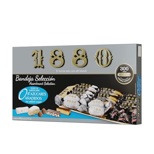 1880 - Vassoio Selezione 0% Zuccheri Aggiunti, Scatola, Il Torrone Più Costoso al Mondo, Selezione Natalizia di Qualità Suprema, Dolce Tipico Natalizio, Ricetta Artigianale, Pronto da Servire, 400 g