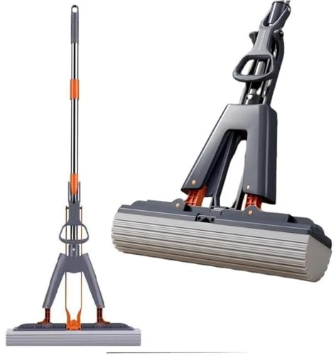 Image of Suicune Premium PVA Sponge Mop - Stainless Steel Butterfly for Efficient Floor Cleaning - Durable Stick Ideal for Floor, Bathroom, Window Cleaning