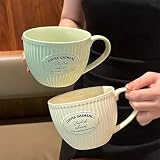 Taoyanmo Kubek do zupy z uchwytem, 650 ml, kubek do kawy na sałatkę mleczną cappuccino, ceramiczna, duża miska na zupę, nadaje się do kuchenki mikrofalowej, na ramen, makaron, płatki owsiane, płatki