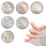 ネイルパーツ シェル 貝殻 6色セット ネイル グリッター ラメ オーロラパウダー ホログラム シェルフレーク ジェルネイル ネイルアート パーツ レジン封入 DIY デコ素材 ハンドメイド (A)