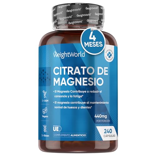 Citrato de Magnesio 1480mg, 240 Cápsulas Veganas - 440mg de Magne...