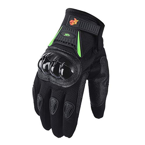 X4 Street Bike Full Finger Motorcycle Gloves 09 (Med, Black/Green) #TOP1