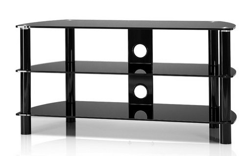 Just-Racks TV-Tisch JRC1051 | Aus Schwarzglas mit Aluminiumsäulen | 105 x 52.5 x 42.5 cm - JRC1051 Just-Racks TV-Tisch JRC1051 | Aus Schwarzglas mit Aluminiumsäulen | 105 x 52.5 x 42.5 cm