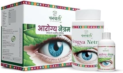 Arogya Netram Herbal Eye Care Kit | Ayurvedic Capsules & Eye Drops for Tired, Dry Eyes & Vision Enhancement | Natural Eye Strain Relief
