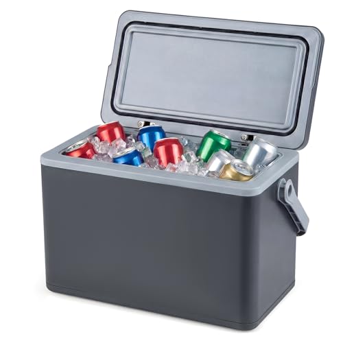 COSTWAY Kühlbox 12 Liter, Isolierbox ohne Strom bis zu 2-3 Tage Kühlung, Eisbox mit PU-Vollschaumisolierung für Camping, Picknick oder Festivals (Dunkelgrau)