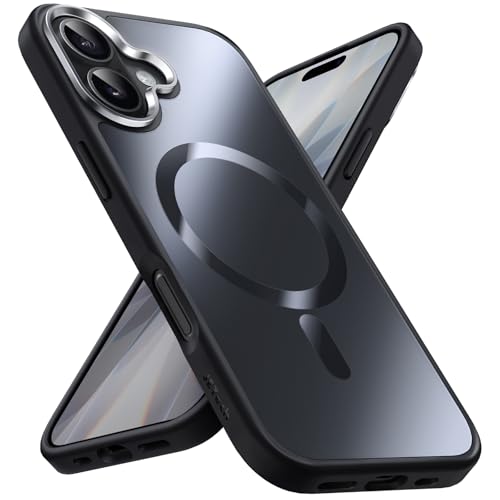JETech Cover Magnetica per iPhone 17 6,3 Pollici Compatibile con MagSafe, Lustro Metallico di Lusso Opaca Posteriore Sottile Antiurto Placcatura Cellulare Custodia (Nero)