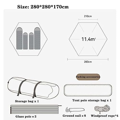 Carpa Hexagonal para 6 Personas, Doble Puerta, Protección Solar miniatura 3