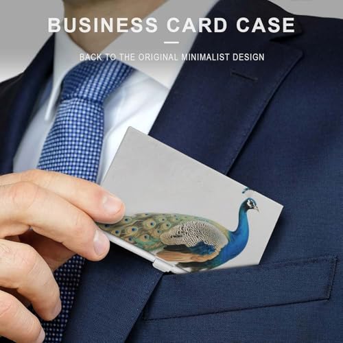 Metal Business Card Holder Ultra Slim - Green Peacock Professional Aluminum Alloy Card Case with Magnetic Closure, Compact ID Credit Card Organizer Wallet for Men Women3