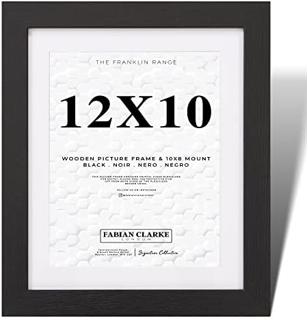 Fabian Clarke London® 10x8 Picture Photo Frame Black with 8x6 White Mount Hang Portrait or Landscape