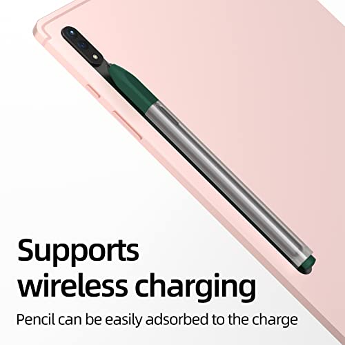 Image of Compatible with Samsung Galaxy Tab S7 /S7+ /S7 FE /S8 /S8+ /S8 Ultra /S9 /S9+ /S9 Ultra Pencil Case S Pen Case, Silicone Translucent Non-Slip Cover. (Midnight Green)