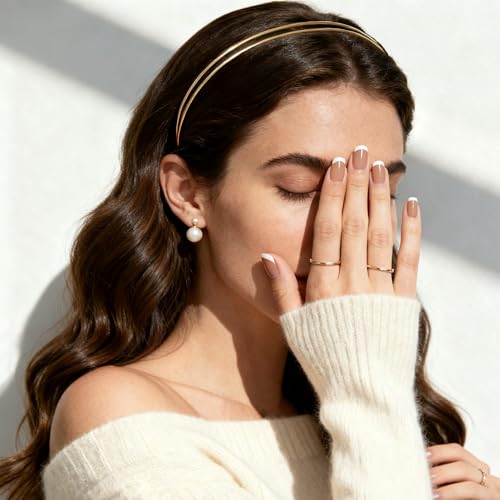 FANSSYA Double-Band Gold Metal Headband for Women | Minimalist Slim Aluminum Alloy Hair Accessory | Lightweight & Comfortable for Everyday Elegance