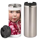 Thermobecher Edelstahl Bedrucken mit Foto personalisieren 340 ml in weiß oder silber