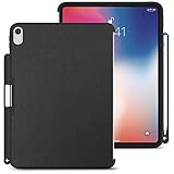 iPad Pro 11 Case 2018, Luvvitt Back Cover with Pencil Holder Compatible with Apple Smart Cover - Heather Black