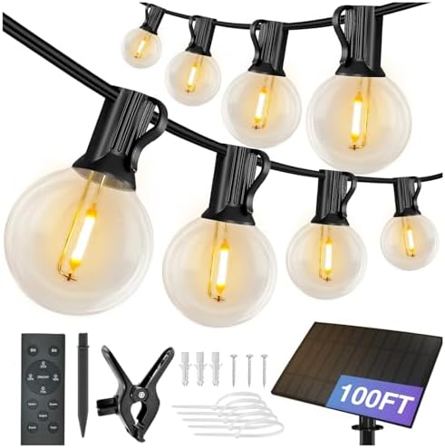DAYBETTER 100FT Solar String Lights Outdoor Waterproof with Remot...
