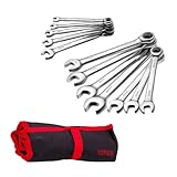 Jogo de Chave Combinada Profissional, Chaves Fixas e Estrela em Aço Cromo-Vanádio, Conjunto 8-22mm, 12 Peças, Ferramentas Automotivas e Manutenção (12 Peças)