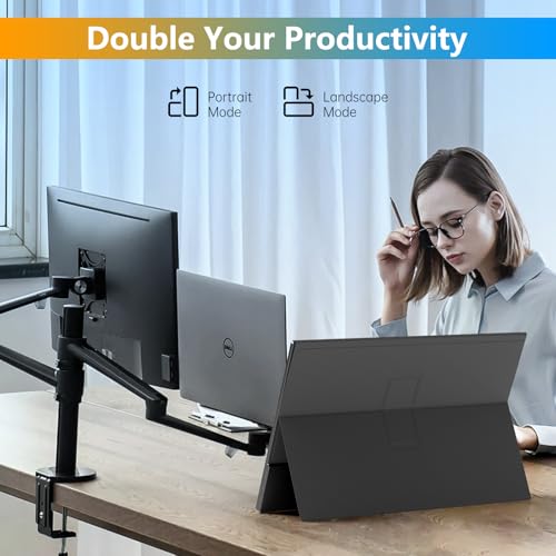 Image of WGK 17.3 inch Portable Monitor 1080P FHD 144Hz Travel Display HDMI /USB-C Compatible with Laptops, Desktops, Phones, PS, Mac, Xbox, Switch, and Other Gaming Devices with Smart Cover & Speakers VESA