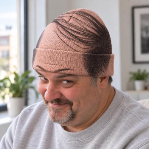Funny Bald Head Beanie Hat Men Novelty Knit Cuffed Winter Hat - image 4