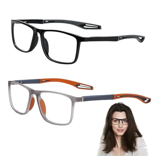 QhgPnt 2 Pairs Varifocal Reading Glasses, Bifocal Photochromic Glasses for Indoor and Outdoor Use, Adjustable Focus Glasses for Reading and Digital Screens, Black and Grey Frames