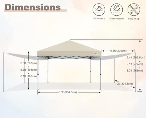 Image of MASTERCANOPY 10x10 Pop Up Canopy Tent with 2 Shelters，230 Sq ft Beige