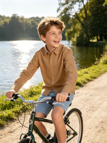 Image of DHTS Boys' Dress Shirts Toddle Boy Long Sleeve Uniform Shirt for Kids