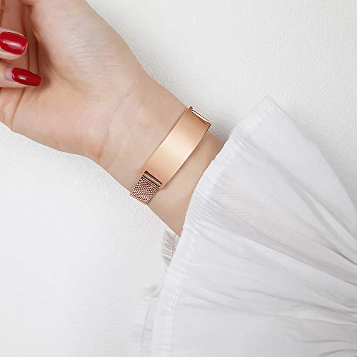 Vnox Unisex Adjustable Mesh Id Bracelets Wristband Personalized Engraved Quote For Lover Wife Husband Couple Bracelet To Love Anniversary Birthday Gifts (A Pair-Rose Gold Black) #TOP2