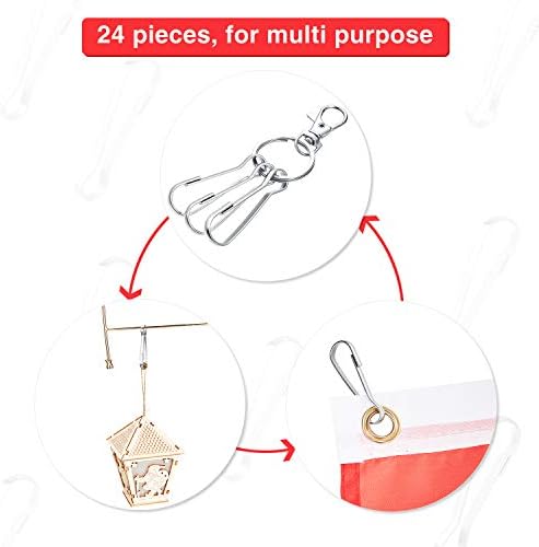Outus Flag Pole Clip Hooks Stainless Steel Flagpole Accessories for Grommeted Flag, Key Chain, Socks, Clothesline, 50 mm (24)