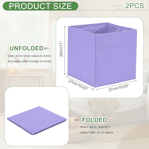 Cube de rangement pliable violet 27x27x28 cm bac tissu pour organiser meuble étagère