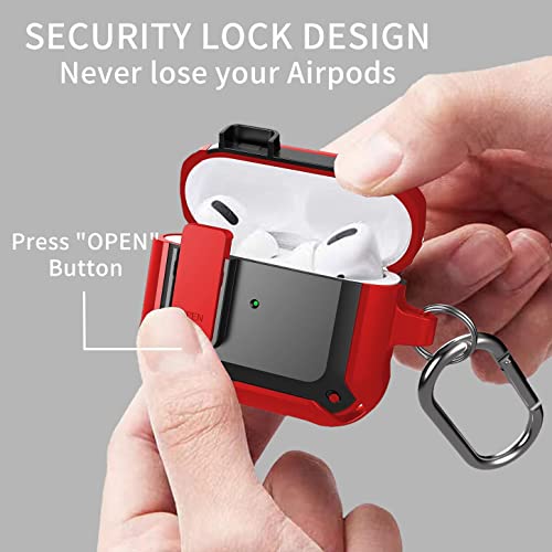 Image of Olytop for Airpods 3rd Gen Case with Lock 2021, Rugged Apple Airpods 3rd Generation Case Men Women, Armor Shockproof iPod 3rd Gen Case Protective Hard Shell with Carabiner&Cleaner kit, Black