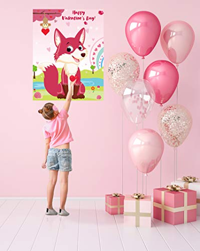 Image of Joy Bang Valentines Games for Kids, Pin The Heart on The Fox Valentines Activities Crafts Party Favors Supplies for Kids Classroom School Gifts