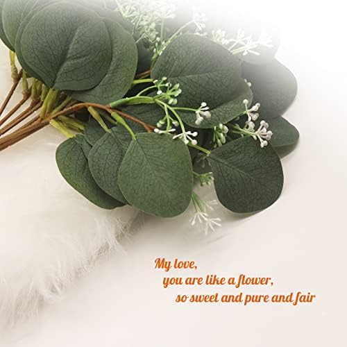 Artificial Eucalyptus Seeded Stems 10Pcs, Greenery Eucalyptus Leaves 11" Eucalyptus Plant Foliages for Wedding, Garden, Holiday Party, Indoor Outdoor Decoration