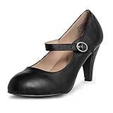 Absatzhöhe: 8 cm Chase & Chloe Damen Kimmy-3C Comfort Strap Fersen-Pumps, Schwarz (Schwarz (Black Pu)), 34 EU